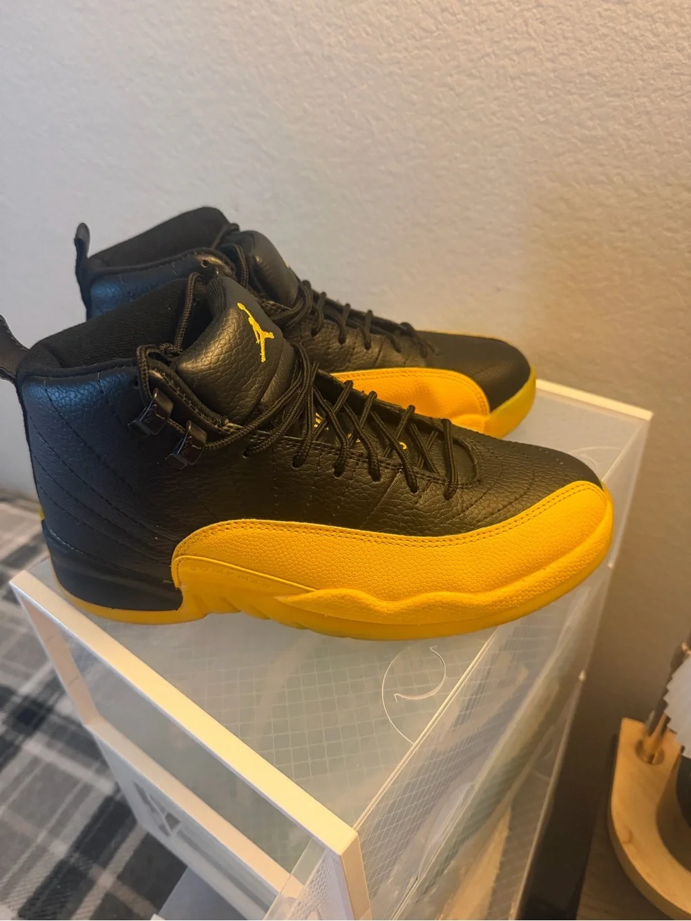 Jordan Black and Yellow High-Top Basketball Sneakers